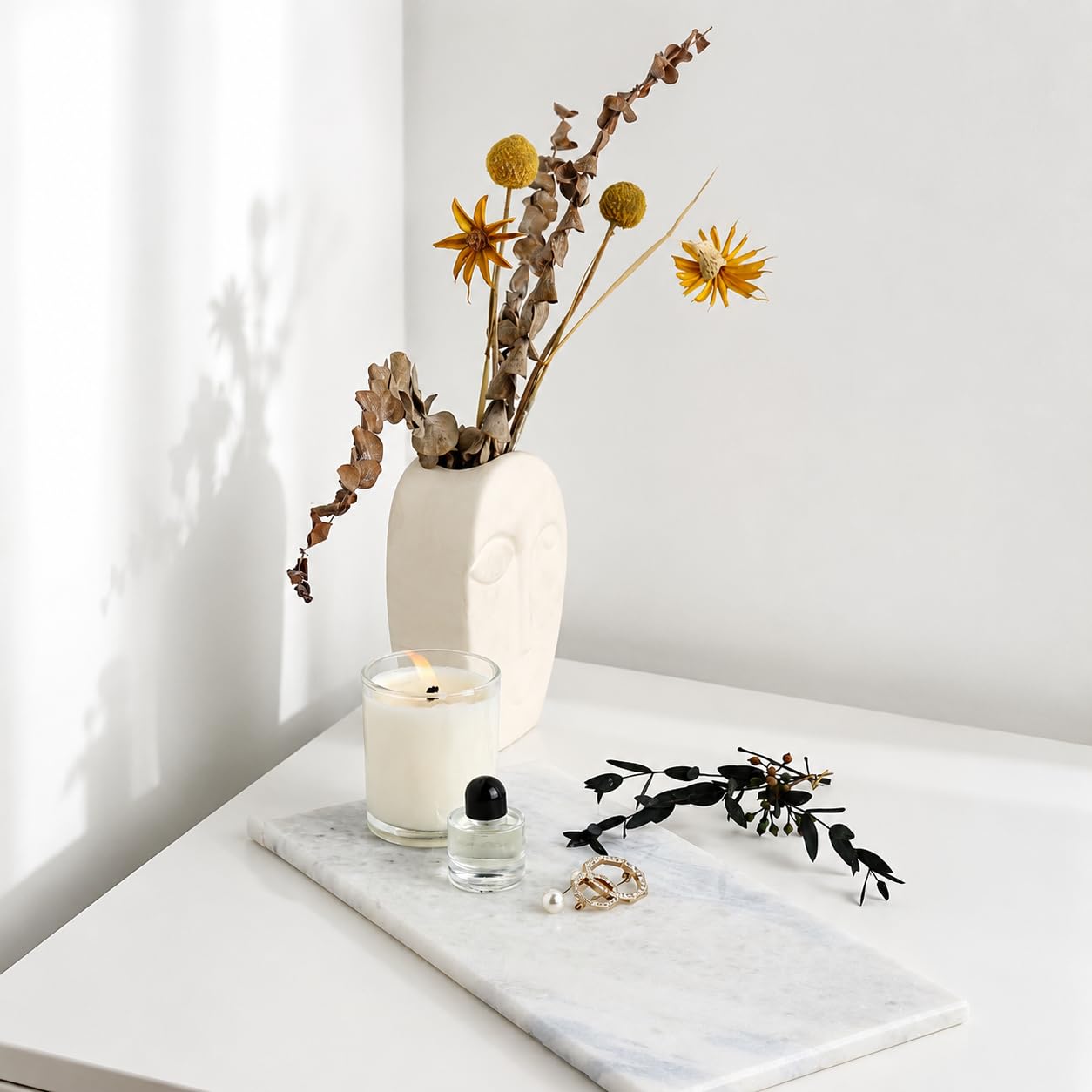 Erongoo Marble Tray 12"x6", Small Natural Marble Board, Stone Slab for Bathroom Kitchen Counter Sink, Rectangular Candle Plate, Perfume Jewelry Trays(Namib Fantasy)