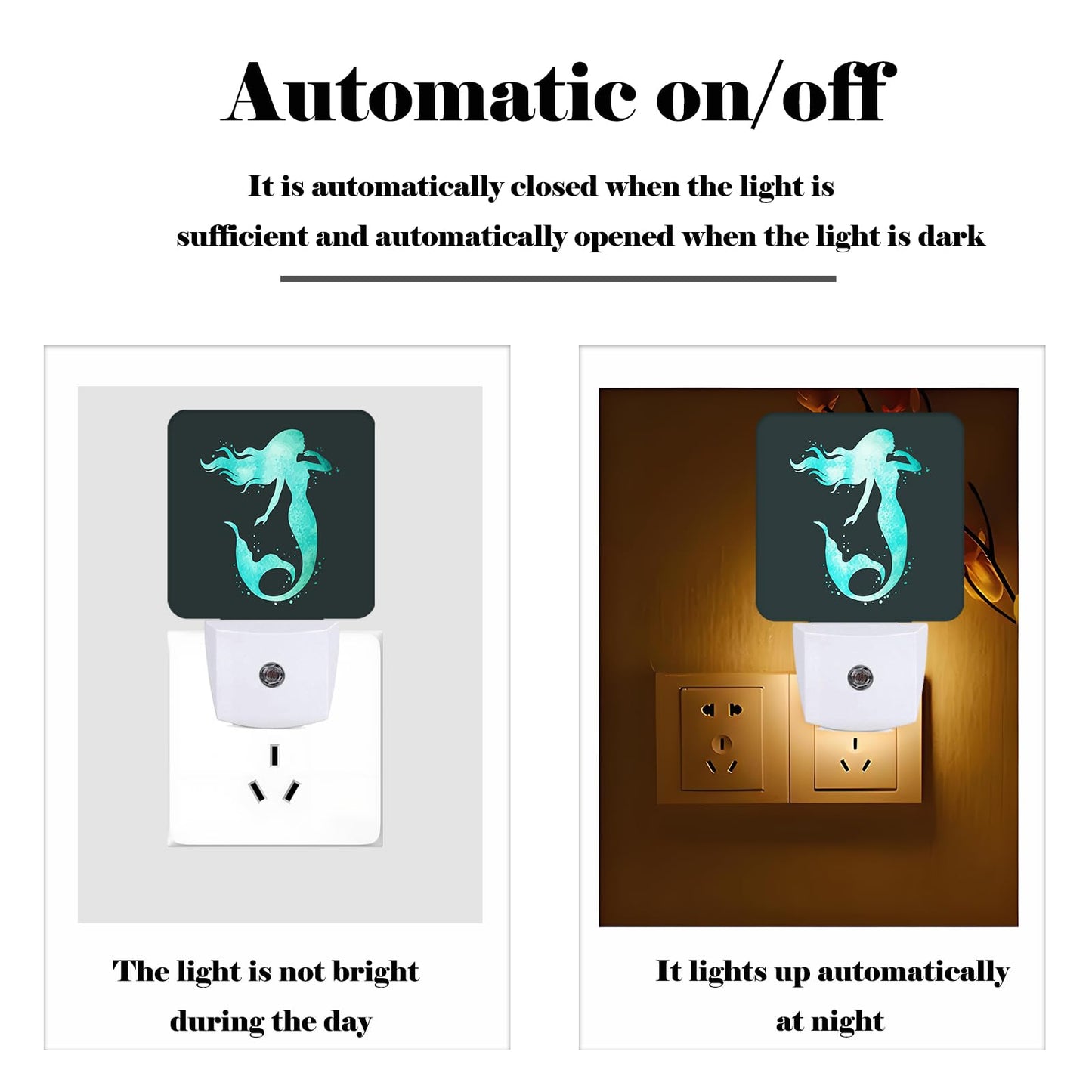 FSHVQKD Groovy Mermaid Night Light,Plug-in Nightlights Auto Sensor Night Lamp Dusk-to-Dawn Lamp Home Decor for Nursery Children Girls Boys