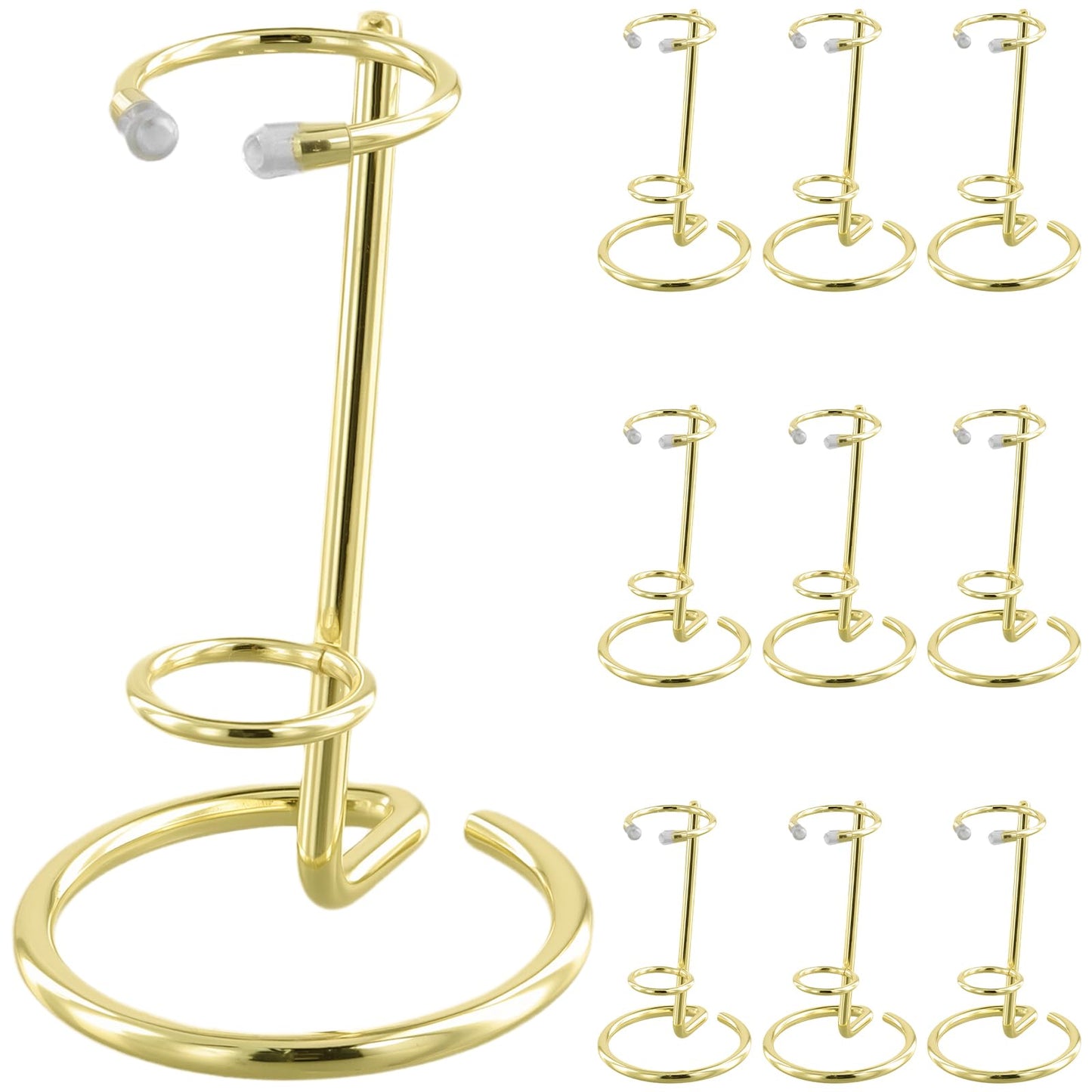SINJEUN 10 Pack Crystal Wand Stand, 2.4 x 3.9 x 1.2 Inch Iron Display Stand Golden Rock Wand Holder for Small Gemstones Mineral Agate Display