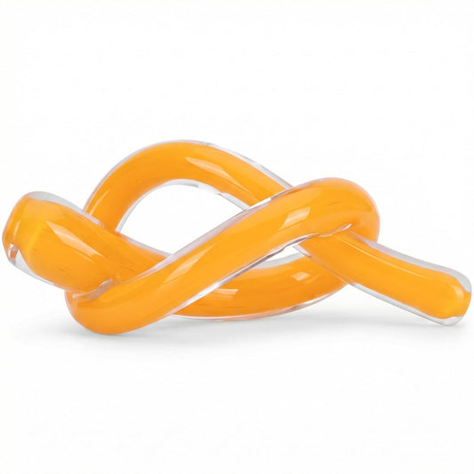 LCCCK Yellow Abstract Glass Knot Sculpture, Hand Blown Glass Decor for Coffee Table TV Cabinet, Shelf or Mantel Accent, Modern Knot Art for Coastal Living Room Tabletop Knick Knacks