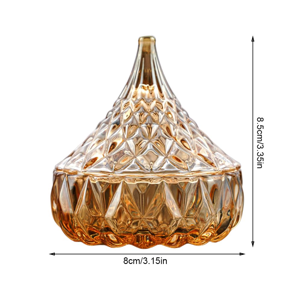 ZUOLUO Amber Crystal Glass Jewelry Box, Jewelry Jar with Lid, Jewelry Dish Jewelry Tray Ring Holder, Jewelry Organizer Holder for Rings Bracelets Necklaces Pendants, Storage Jar for Tabletop (B)