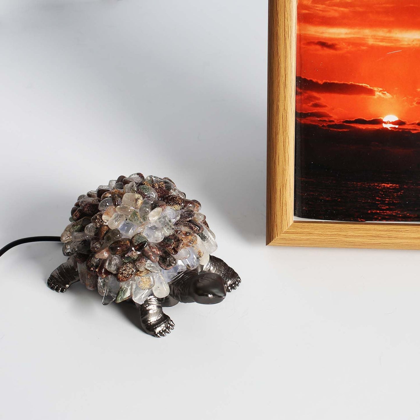 Youhot Handmade Genuine Crystal Fragments Tortoise Table Lamp Night Light for Bedside Living Room (Phantom Crystal)