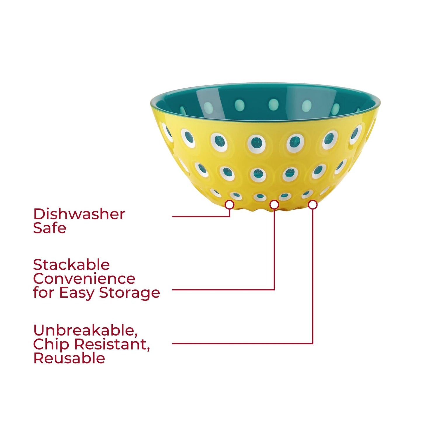 Guzzini - Le Murrine, Bowl M - 279420225, Yellow/White/Aquamarine