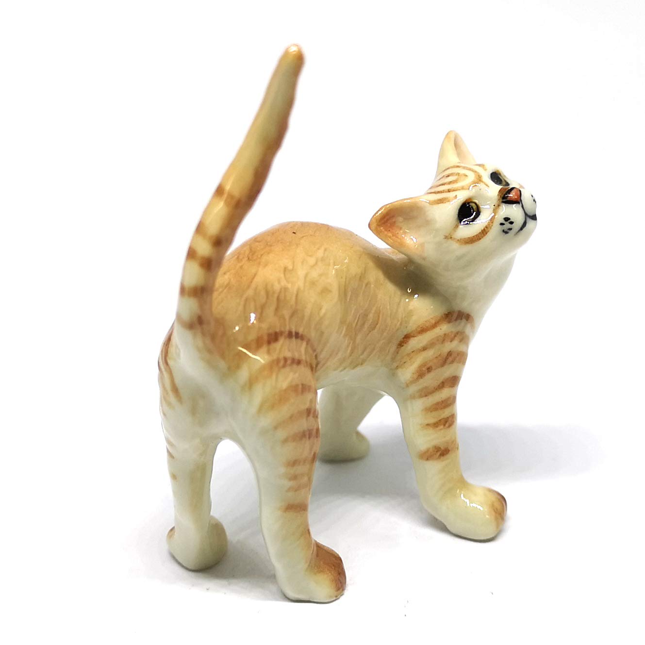 ZOOCRAFT Ceramic Orange Tabby Cat Figurine, Hand-Painted Stoneware Kitten Sculpture for Shelf & Desk — Artisan Gift for Cat Lovers, Cat Moms & Pet Owners