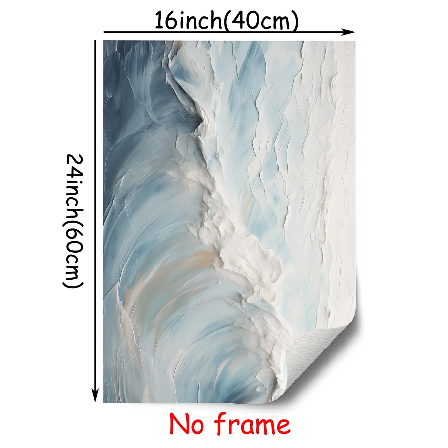 Neutral Ocean Wall Art Abstract Seascape Painting Trendy Beach Prints Ocean Landscape Pictures Wall Decor Blue and White Coastal Prints Abstract Wave Poster for Livingroom Bedroom 16x24in Unframed