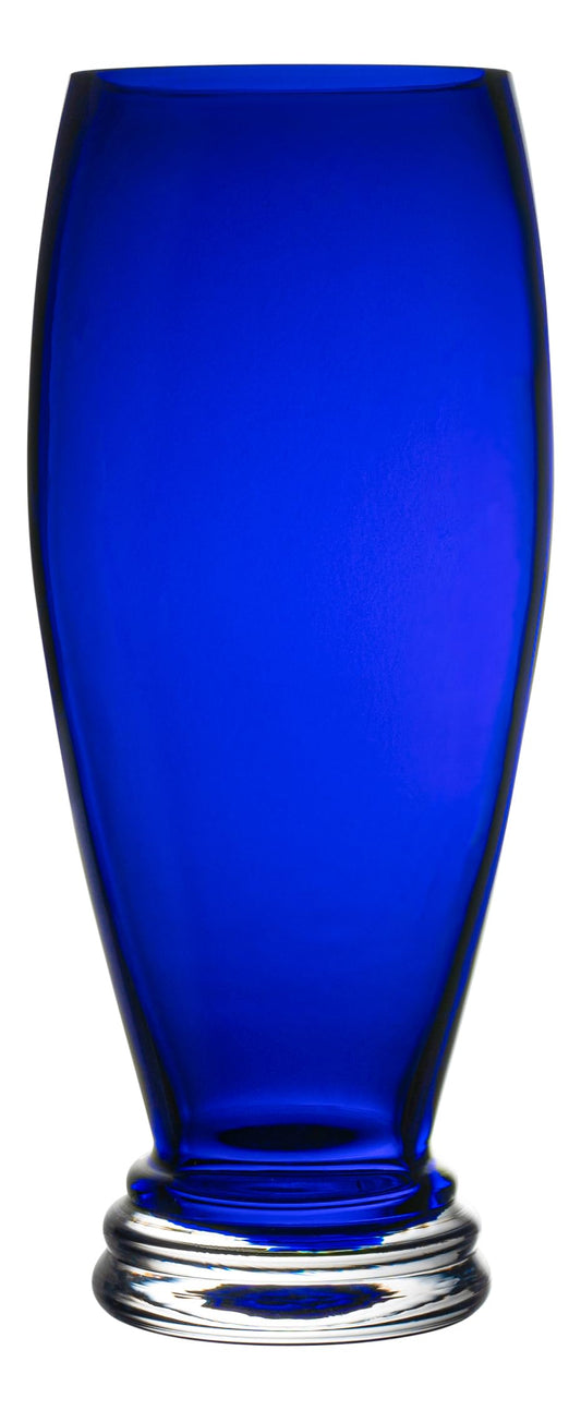 Barski - Handmade Glass - Footed Round Vase - Cobalt - 12" H (12 Inches High) Made in Europe