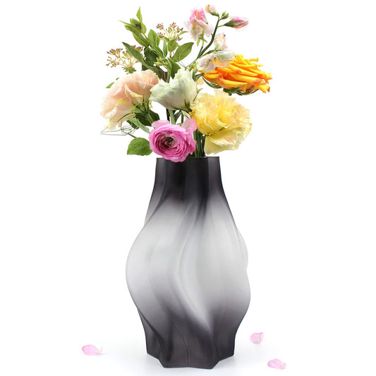 Serdic Modern Glass Flower Vase for Home Decor - Decorative Vase for Living Room, Bedroom, Dinner Table, Wedding Decorations (Grey)