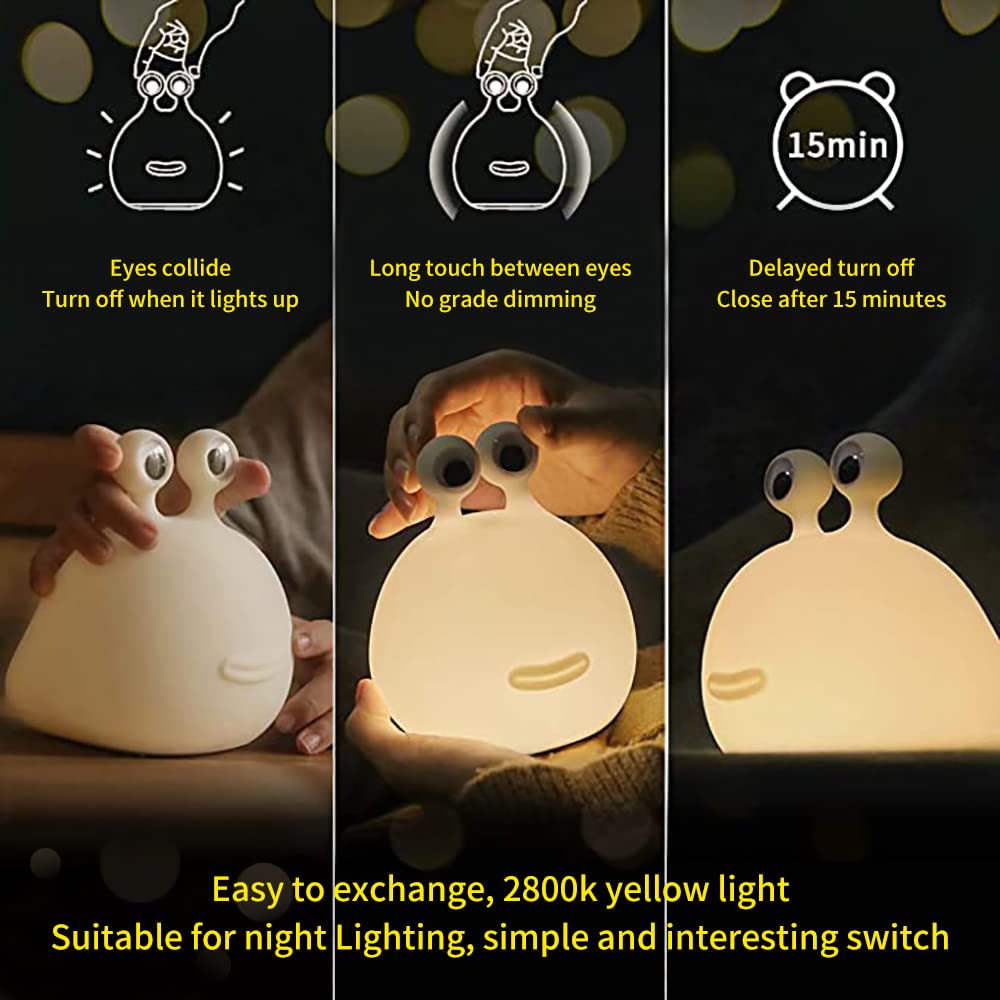HPYDIY Slug Night Light,Silicone lamp for Kids,USB Rechargeable Cute Animal Lamps Timer Setting Safe Bedside Lamp Portable LED Lamps for Breastfeeding Dorm Room Decor for Christmas Gift