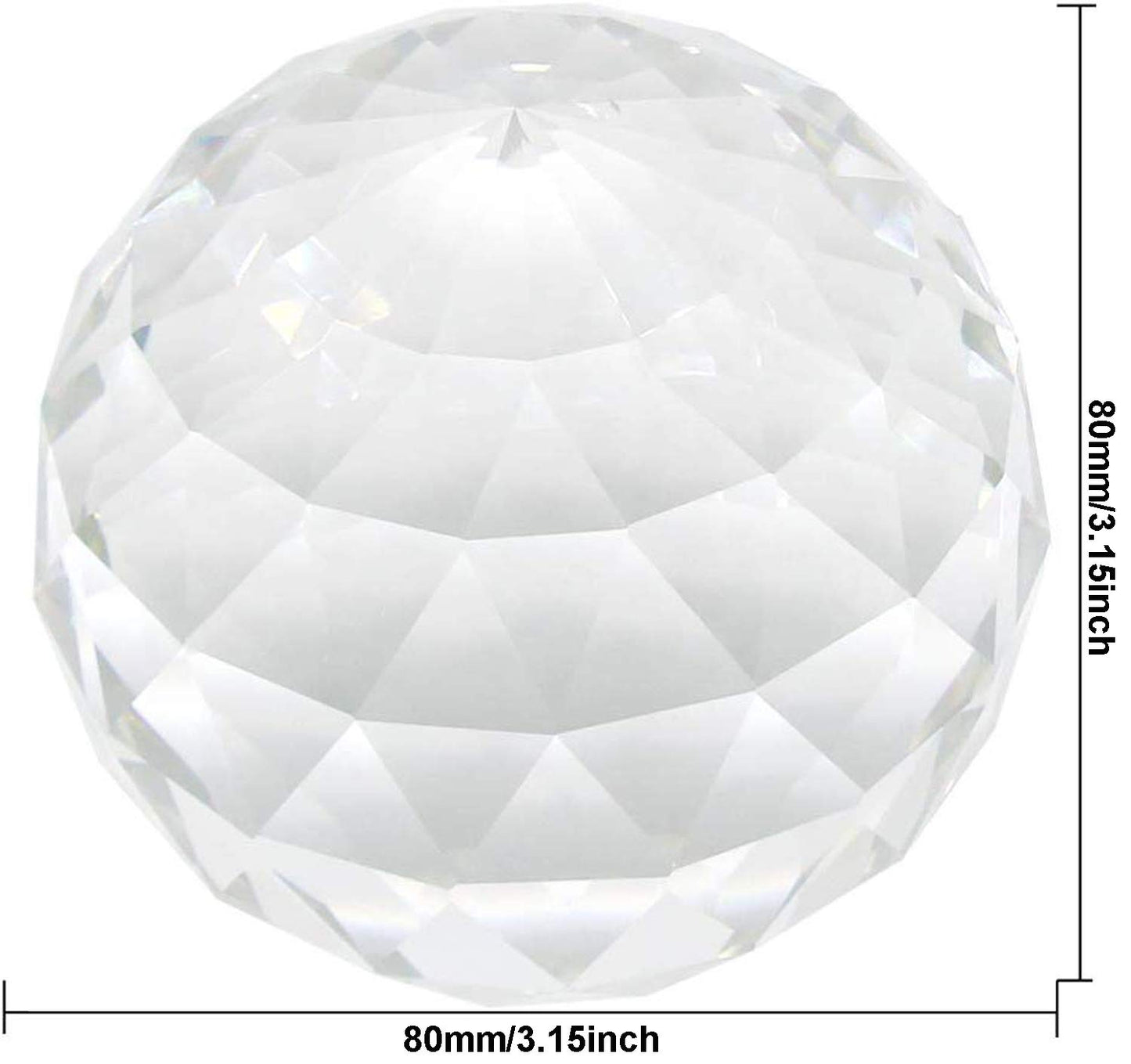 Clear Crystal Suncatcher Ball Prism Glass Sphere Faceted Gazing Ball Rainbow Maker Window Prisms Suncatcher for Window, Sun Catcher(80mm/3.15inch)