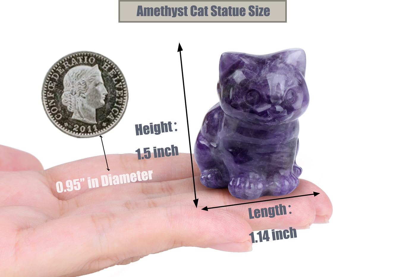 DUQGUHO Purple Cat Decor Amethyst Cat Crystal Figurines CuteCrystals Gifts for Cat Lovers Men Women Lucky Cute Cat Statue Decor 1PC