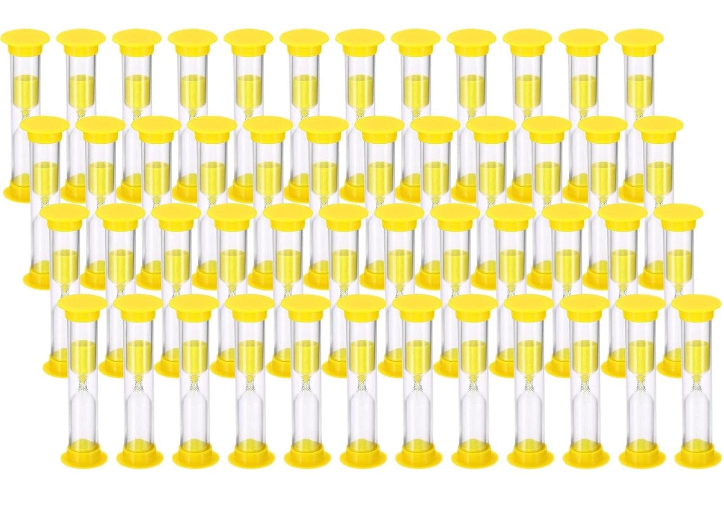 2 Minute Sand Timer, Acrylic Covered Hourglass Count Down Sand Clock Timer for Classroom, Games, Brushing Teeth, Exercising, Yellow (Pack of 48)