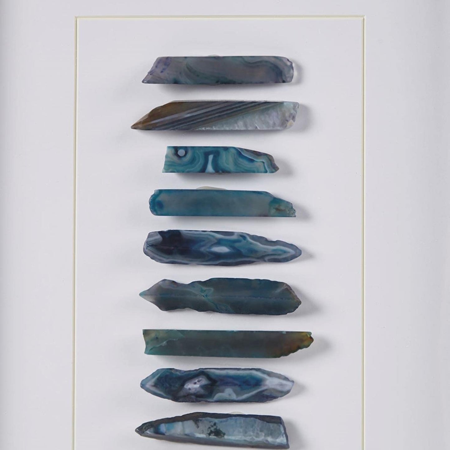 INK+IVY Cerulean Stones Wall Décor Natural Agate, Glass Framed Art for Living Room Entryway Home Accent, Ready to Hang Bedroom Decoration, 13.78" W x 23.62" H, Blue