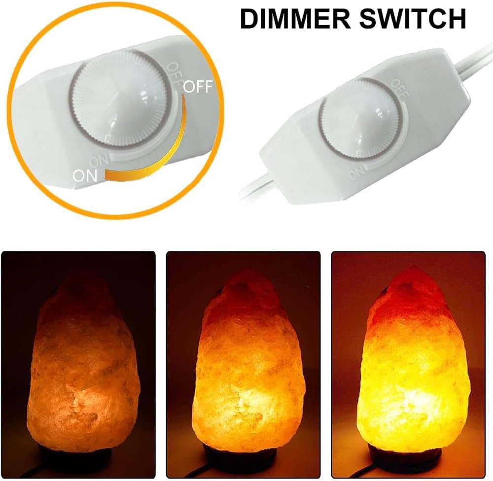 KODBPJ Himalayan Salt Lamp Cord, with Dimmer Switch,Christmas Bulb,Salt Lamp Cord with Dimmer Control and Base Assembly,6 Feet,E12 Base for Himalayan Salt Lampsand with 6 Free 7-15W Bulbs (White)