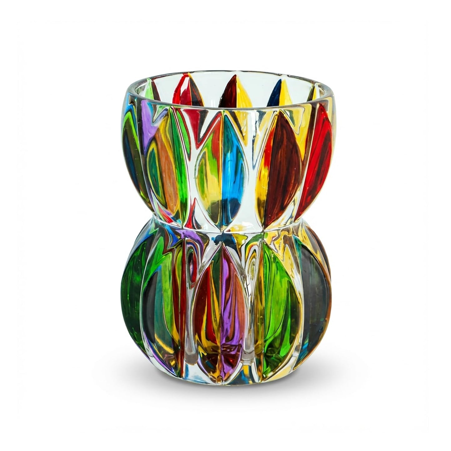 Hand Painted Gold Crystal Glass Vase 6.9 inch Tall (Hand Painted Colorful)