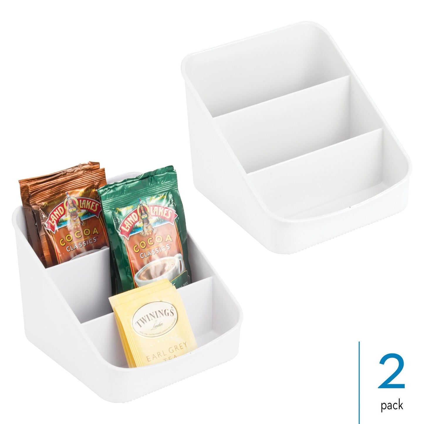 iDesign Fridge Storage Bin with Handle - Fridge Tray for Cheeses and Snacks - Set of 2 - Clear