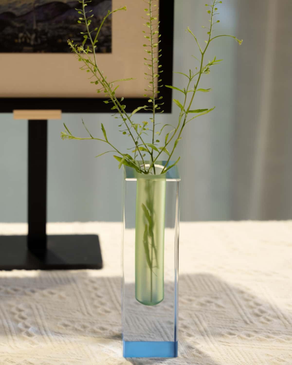 HLYU Acrylic Vase, Bud Vase for Centerpieces, Maximalist Decor Cute Flowers Vases for Modern Home, Office, Bedroom, Living Room, Dining Table (Green, Blue)