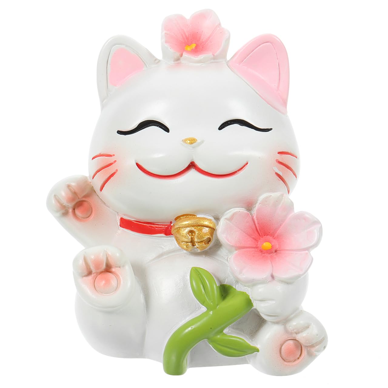 Amosfun Lucky Cat Ornament Resin Figurine 2.28In Cute Desktop Cat Decoration for Home Office Car Japanese Style Lucky Cats Charm