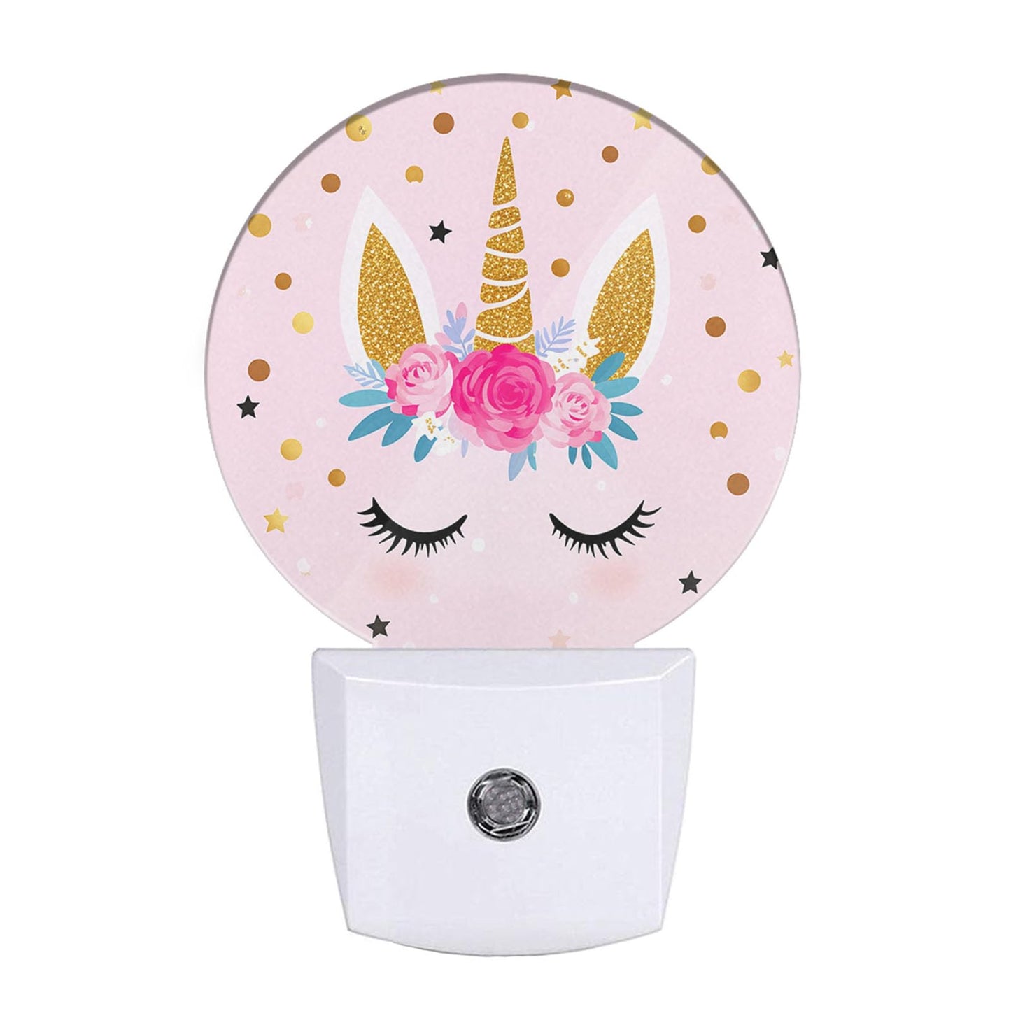 EKOBLA Unicorn Night Light, Pink and Gold Polka Dot Night Lights Plug Into Wall with Dusk to Dawn Sensor for Teen Girls Gift