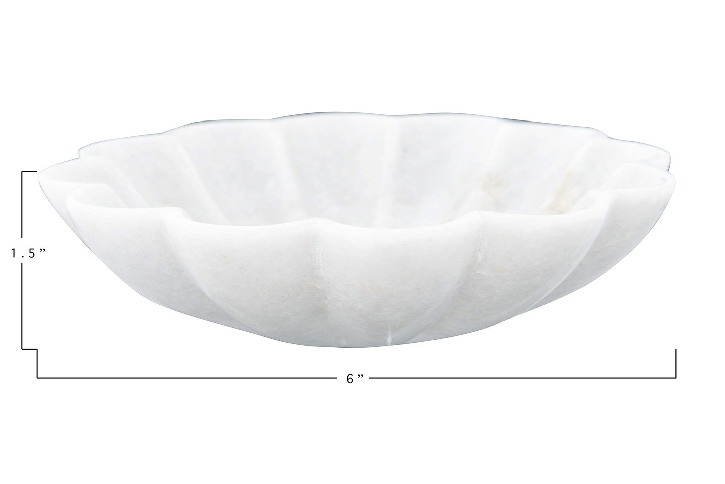 Creative Co-Op DF2368 Carved Marble Flower Shape Dish, White
