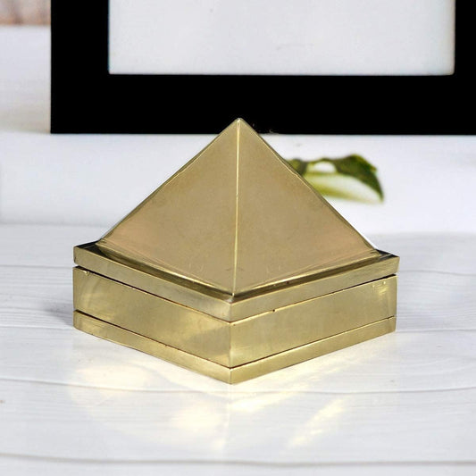 Bro Mart Pure Brass Wish Pyramid 3 Layer Size 1 inch with 91 Pyramids for Vastu and Feng Shui Pyramid | Home Decor for Pooja, Antique Items God Prayer, Large (1 inch)