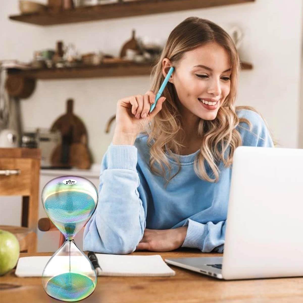 SuLiao Hourglass Sand Timer 60 Minutes,Turquoise Sand Clock 60 Min,Sand Watch 1 Hour,Large Hour Glass Sandglass,reloj de Arena 60 minuto for Home,Desk,Office Decor