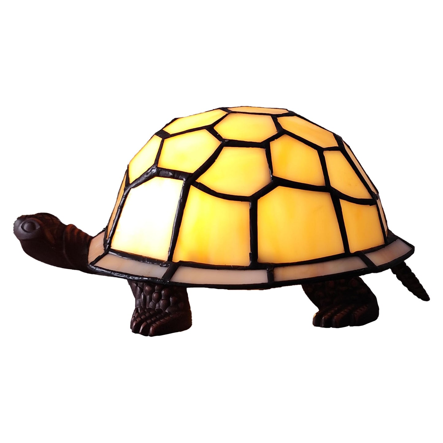 XPHMXP Cute Tortoise Lamp Cream Yellow Turtle Stained Glass Table Lamp Small Night Light Handmade Home Decoration Accent Gifts Light for Children Teenagers