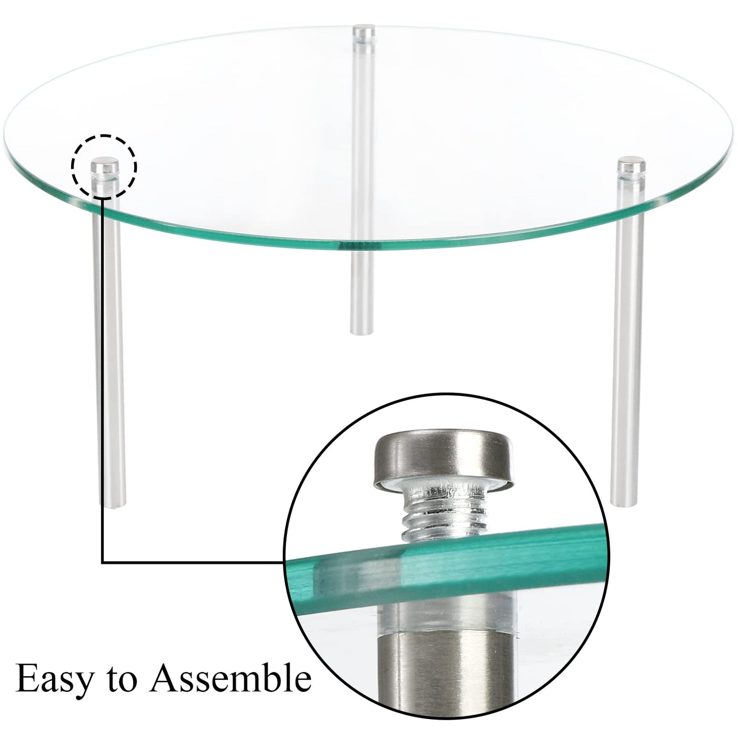 Hacaroa 3 Pcs Tempered Glass Cupcake Stands for Party, 9,11,12.6 Inch Round Food Display Stand Clear Retail Risers for Cakes, Desserts, Pastries, Appetizers