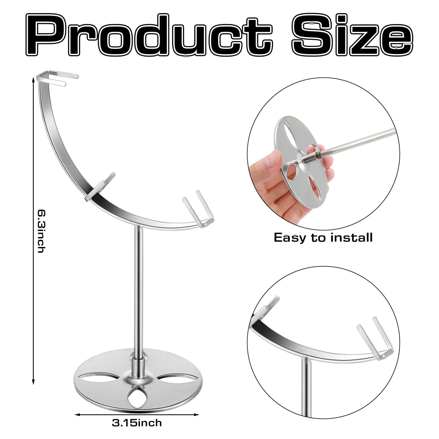 Moxweyeni 2 Pcs Crystal Moon Stand Adjustable Metal Crystal Display Holder Moon Shaped Small Display Easel Stands for Gemstones Geodes Mineral Agate Home Office Decor
