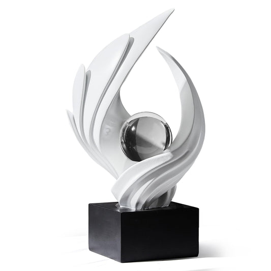 XYQXYQ Abstract Art Sculpture, Resin Gold Decorative Statue, Modern White Ornaments for Living Room, Decorativas Modernas for Coffee Table, Entryway & Office Collectibles (White)