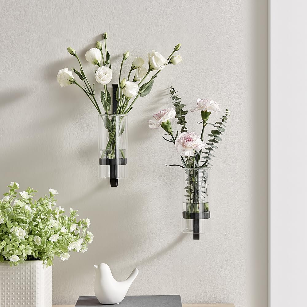 2 Piece Iron Glass Vase, Bottle Flower Vase, Hanging Metal Plant Stand, Metal Iron, Creative Wall Hanging