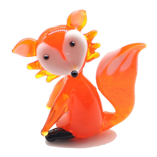 Crrezhai Hand Blown Red Glass Fox Colorful Crystal Animals: Handcraft Statue Handmade Decorative Collectible Figurines Decor Ornaments Gift