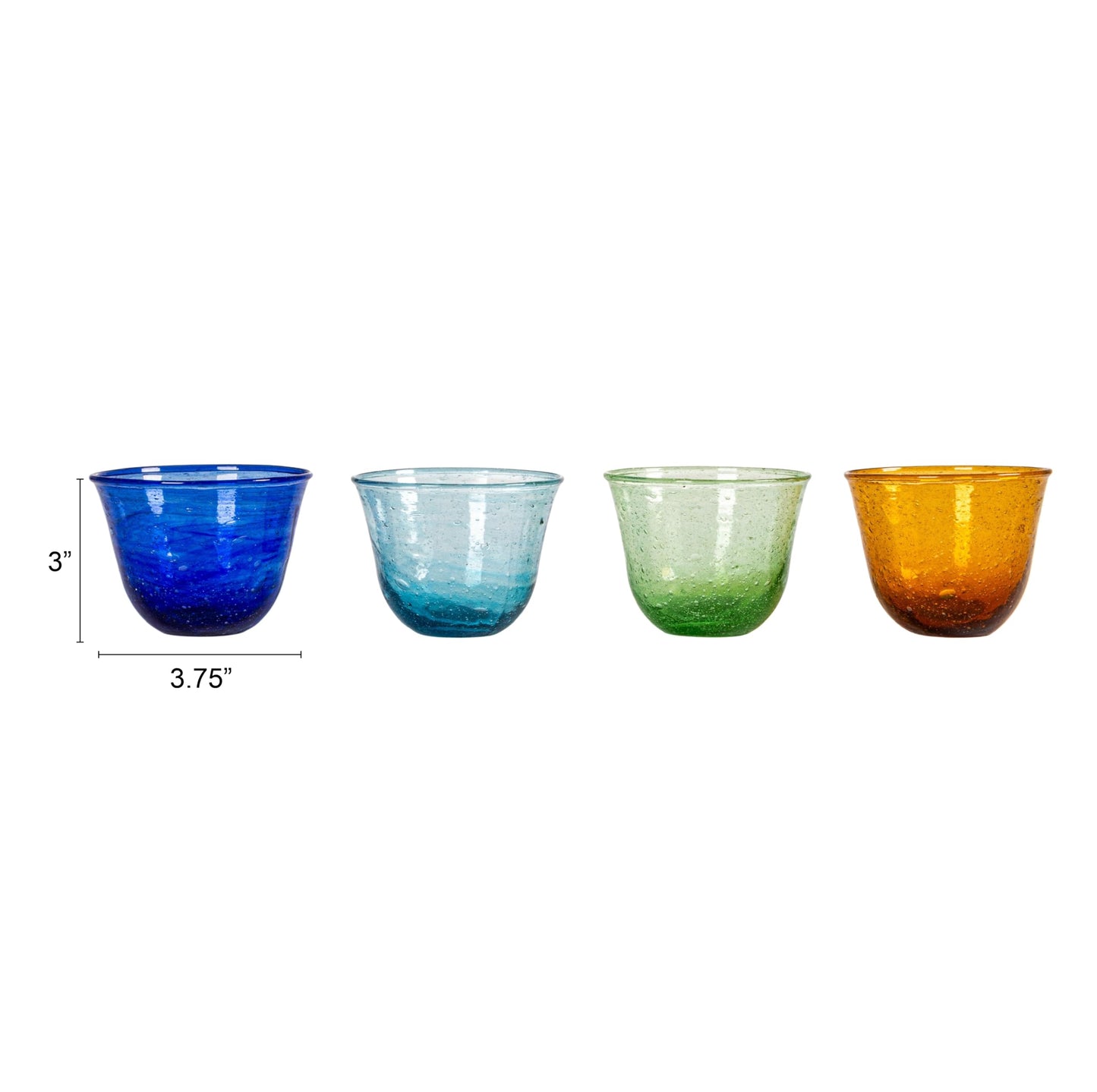 Creative Co-Op 12-Piece Hand-Blown Seeded Bowl/Drinking Glass, Multicolor
