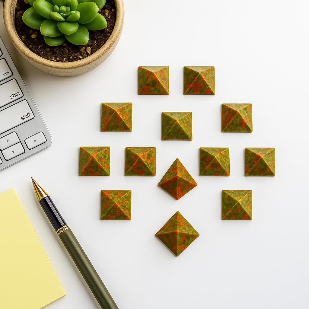 WholesaleGemShop Beautiful Lot of 10 Unakite Gemstone Pyramids Crystal Reiki Vaastu Healing