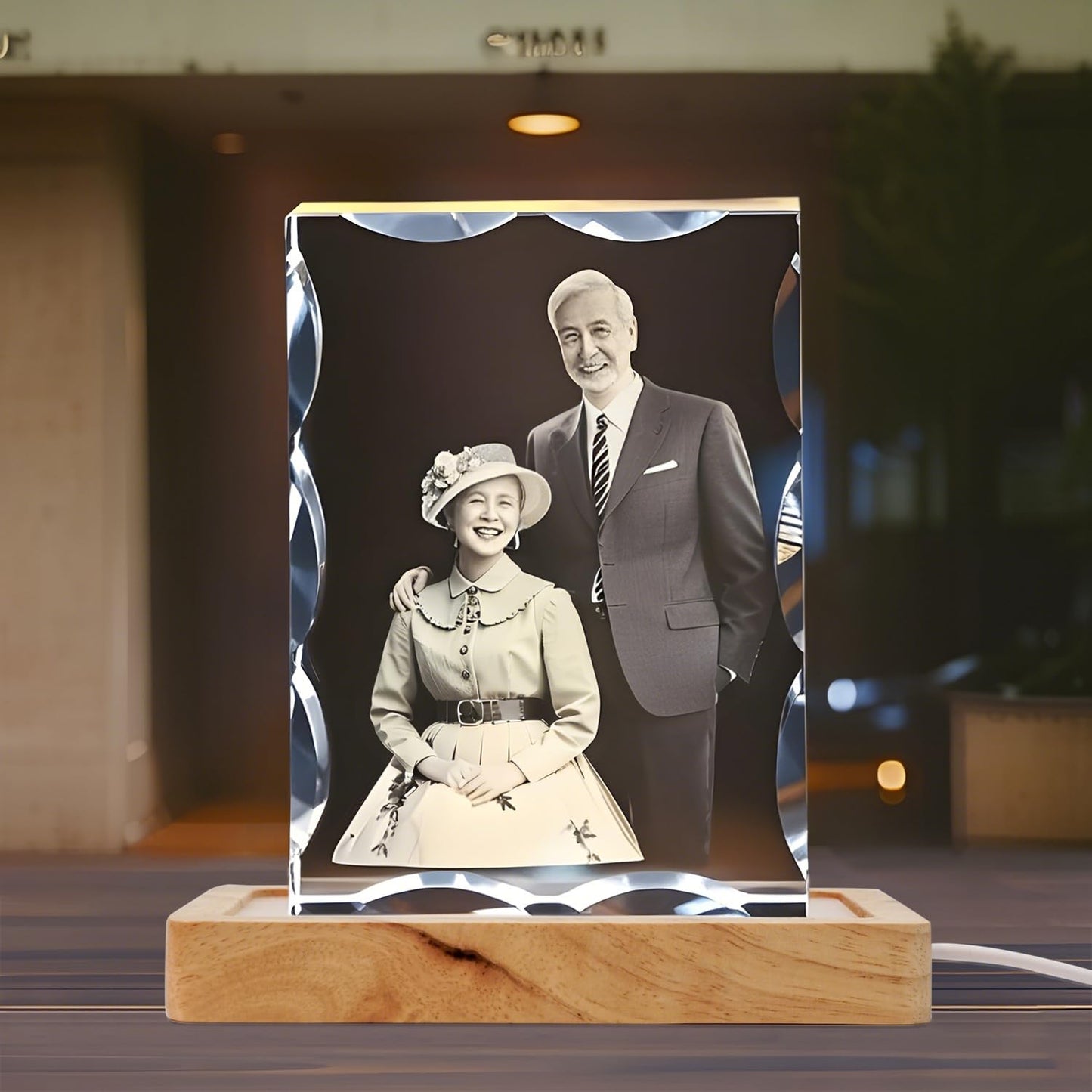 Bituulor Rectangle LED Light Base with Timer & Adjustable Brightness - Wood Display Stand for Glass Art,Crystal Display,6 inch