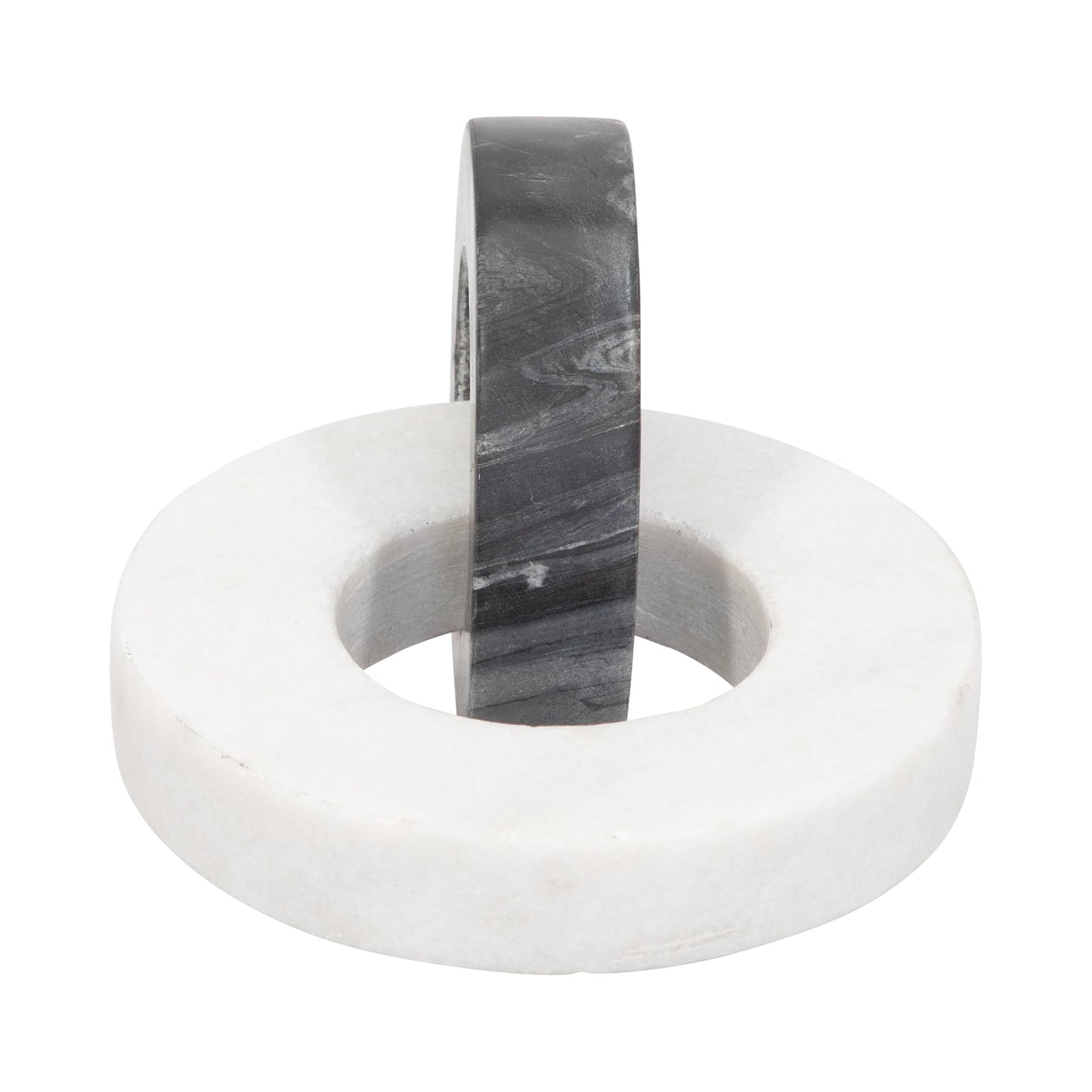 Home Decor and Bathroom Decor Marble Double Ring – Modern Shelf Sculpture and Office Accents for Room Styling – Coffee Table Ornaments and Living Room Decor Statues Design – 6", White & Black