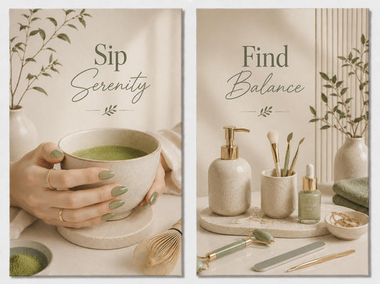 ICE ARMOR Extra-Large Set of 2 Sip Serenity Find Balance Canvas Wall Art Sage Green Wellness Spa Decor Nail Salon Reception Room Artwork 24x36 Inch Canvas Print - Ready to hang