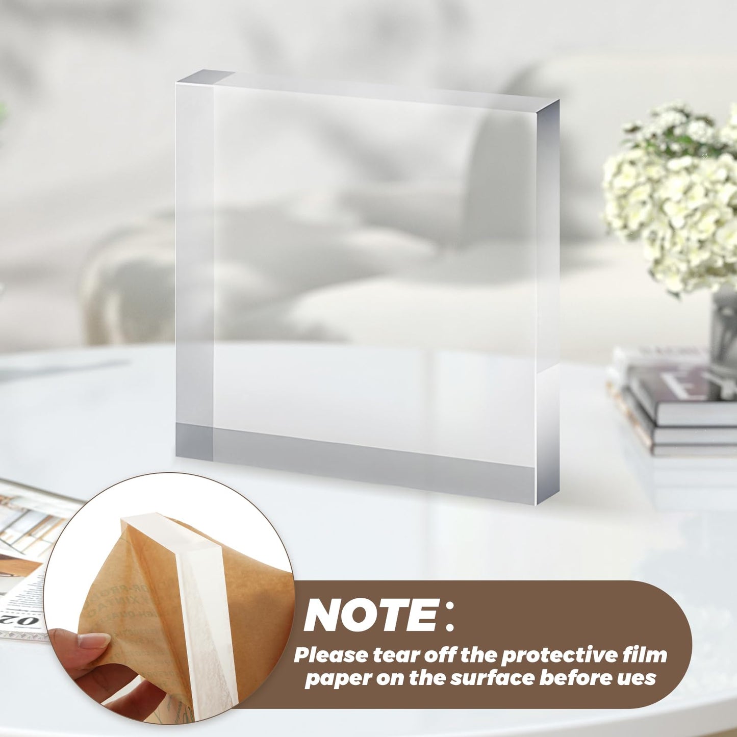 LDHHYH 1 Pack 8 x 8 x 1 Inch Acrylic Block for Display, Acrylic Base Stand, Clear Polished Acrylics Cube, Trophy Base Jewelry Display Stand Pedestal Stand for Collectibles Jewelry Props Plant Display