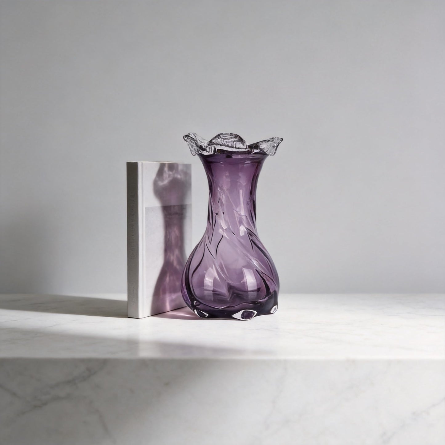 Hand Blown Glass vase, Modern Art Decorative vase, Purple Glass vase Suitable for Decorating Living Room Dining Table Centers, TV cabinets, Offices, and entryway Side Tables.