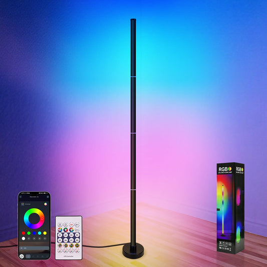 YUXORAH Corner Floor Lamp,RGB LED Corner Lamp with App and Remote Control,Smart Modern Floor Lamp with 16 Million Colors & 68+ Scene,Music Sync,Timer Setting,Standing Lamp for Living Room,Gaming Room