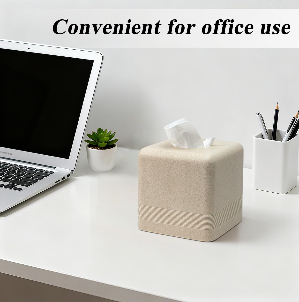 YMXYJM Resin Tissue Box Cover, Modern Square Holder, Beige