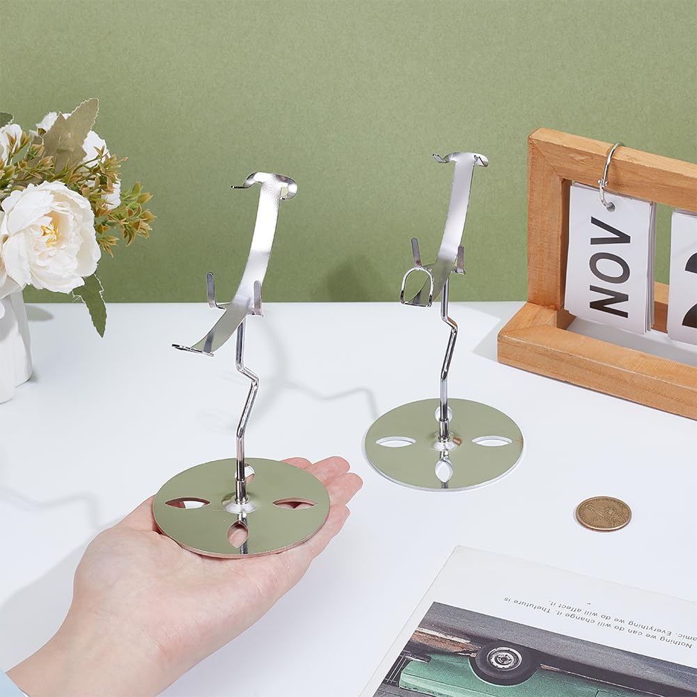 NBEADS 2 Sets Crystal Display Holder, 3.1x5.3 Inch Moon Shaped Small Rock Display Stand Sphere Display Holder for Gemstones Geodes Mineral Agate Home Office Decor, Platinum