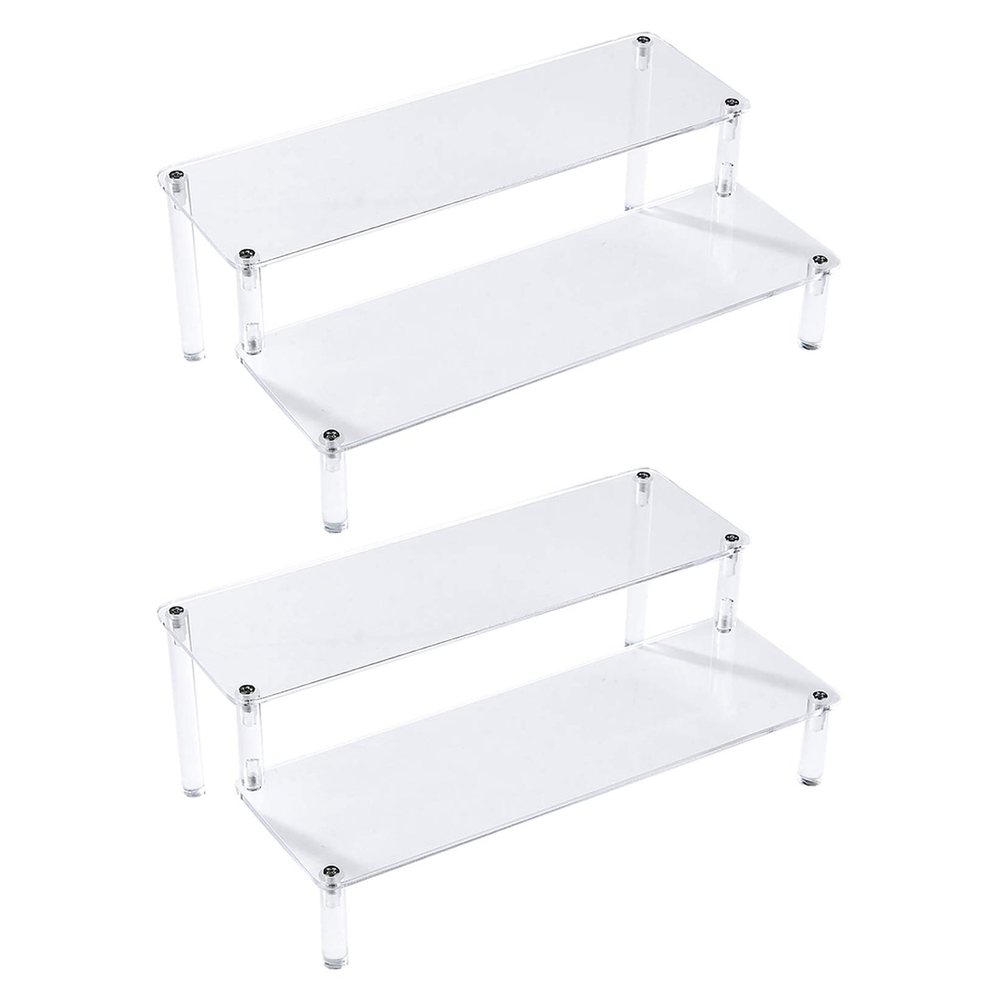 BYCY 2 Pack 2-Tier Clear Acrylic Display Stand Display Shelf for Dessert Jewels Figurines, Clear Cupcake Stand - 2 Pack ( 12" * 6.9" * 4.25" )
