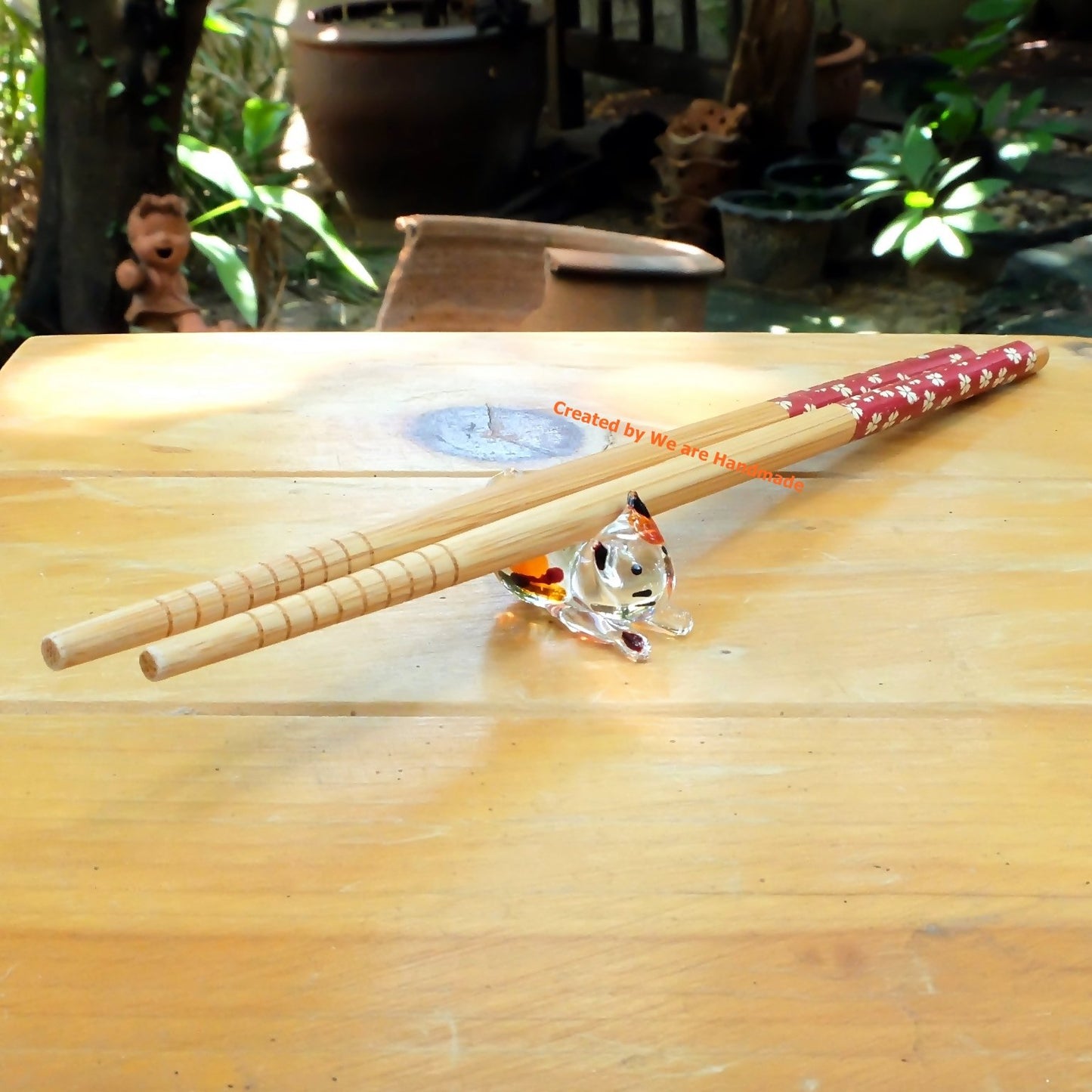 Handmade Mini 2" Cat Figurine Blown Glass Art Chopstick Rest Dinner Decoration, Miniature Pet Animals, Home or Table Decor Gift Ideas (White with Polka Dot Cat No.2)