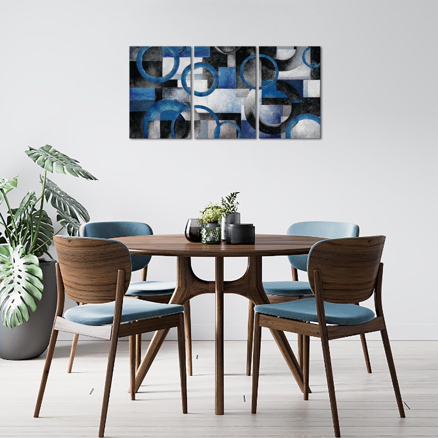 HOMEOART Wall Art for Living Room Decor Large Abstract Framed Prints for Bedroom Decor, Aesthetic Painting Home Decoration 16x24inch, Set of 3 Pieces (Blue)
