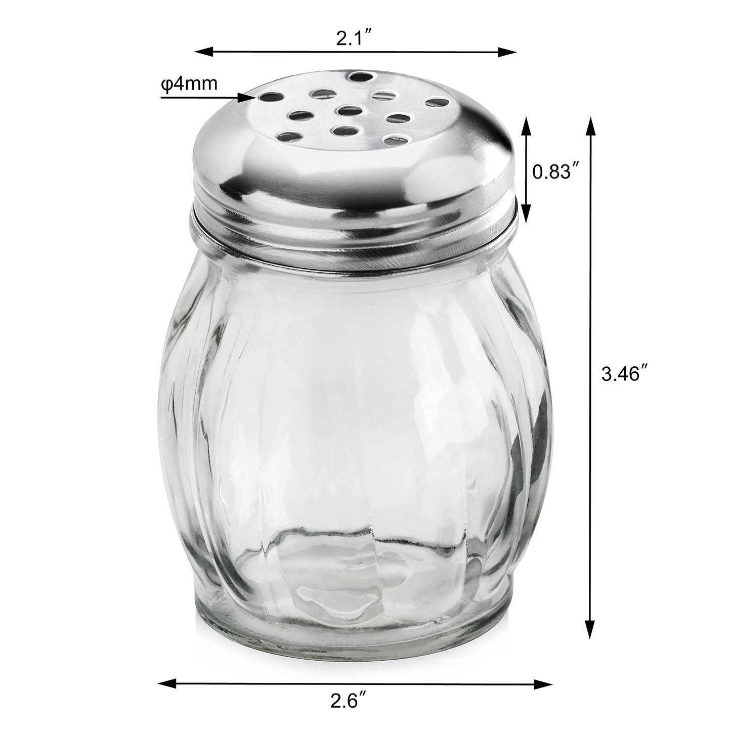 New Star Foodservice Glass Swirl Cheese & Crushed Red Pepper Shaker with Stainless Steel Perforated Top, 6-Ounce, Set of 12