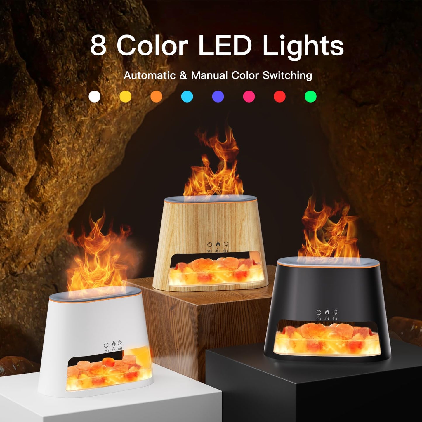BieJiahWeiBie Luxury Himalayan Salt Lamp Humidifier & Aromatherapy Diffuser - 8 Color Mood Lighting w/Remote for Spa, Bedroom, Home Relaxation260ml (White)