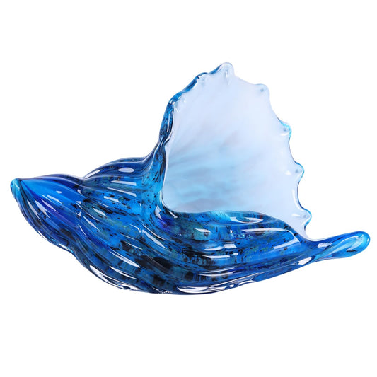 SHENGTIAN Sea Glass Art Figurines Hand Blown Conch Shell Sculpture, Colorful Glass Decor Creative Seashell Statue - for Coastal Room Knick Knacks, Functional Statue for Keys & Jewelry Display (A)