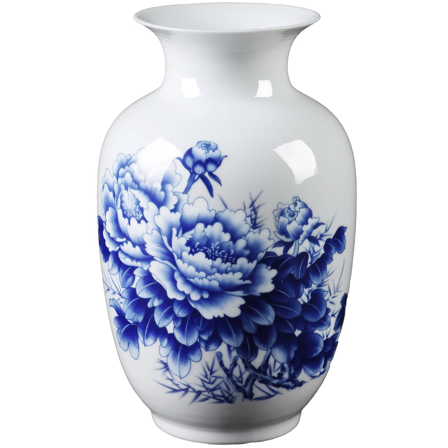 MTME Porcelain Figurines, Jingdezhen Decorative Flower vase, Melon Sr. Home Decor, Wedding Gifts, Aesthetic Sculpture Home décor (Peony Blue)
