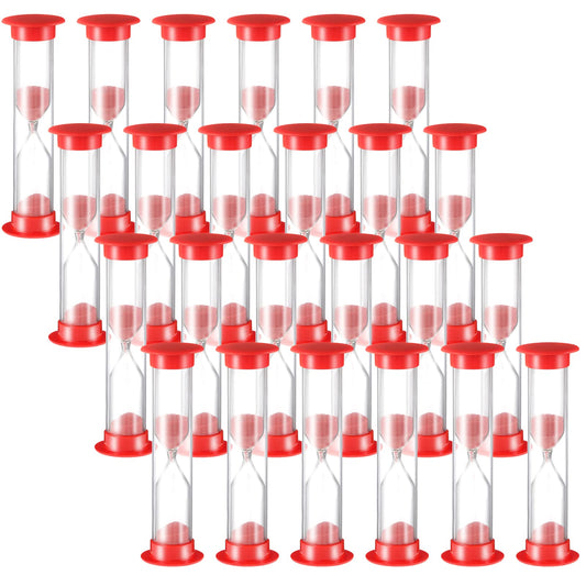 Geelin 24 Pcs 1 Minute Sand Timer Bulk Red Hourglass Kids Timer Sandglass Clock for Adult Kids Games Toothbrush One Minute Sand Clock Acrylic Covered Hourglass for Classroom School Home Kitchen Office