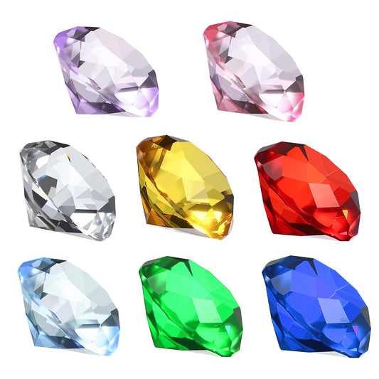 PATIKIL 8 Pcs Diamond Crystal Paperweight, 30mm / 1.18 Inch Crystal Paperweight Paper Weight for Home Office Desktop Table Decor Wedding Party Jewelry Ornaments, Multicolor